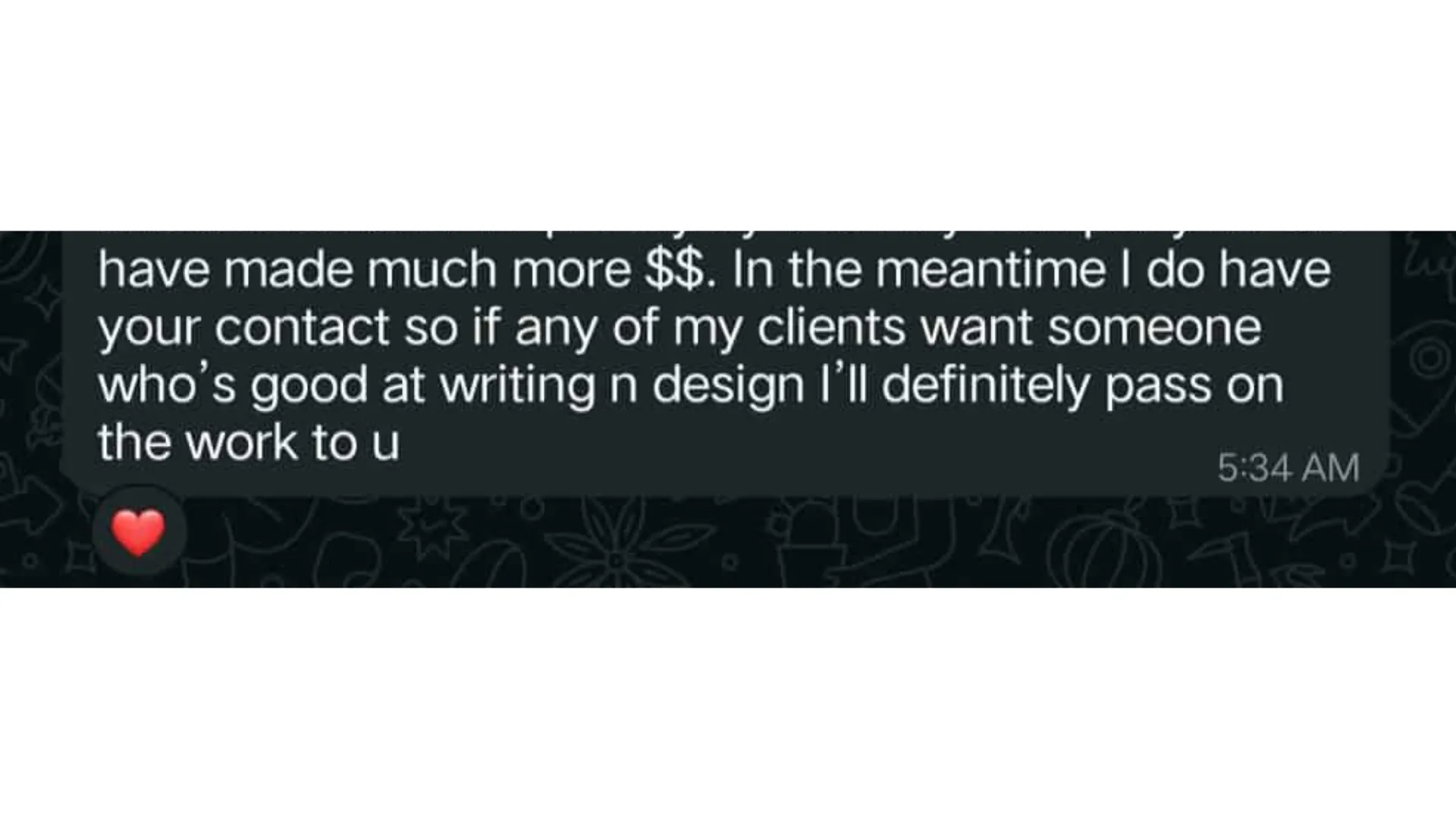 Client Testimonial Feedback Screenshot